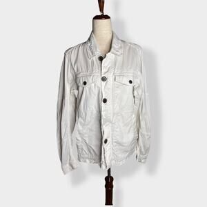 Dries Van Noten White Button-Front Cotton Jean Jacket